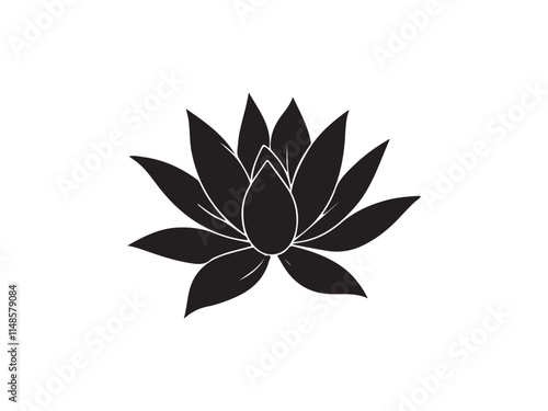 Water lily black and white vector silhouette
