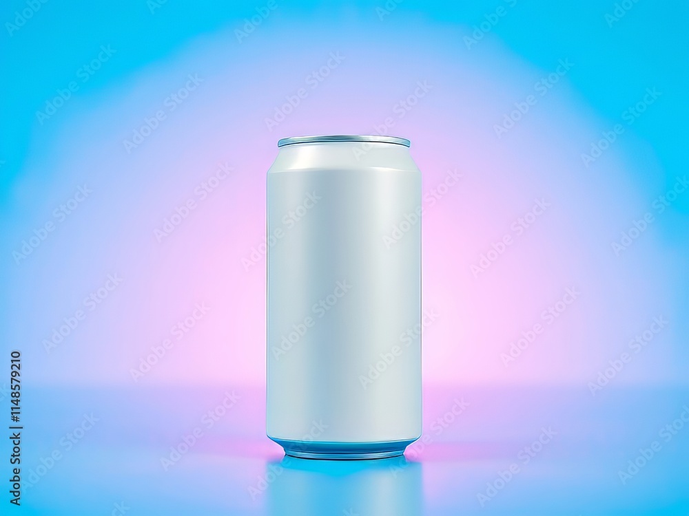 Sparkling White Soda Can on Blue Background - Vibrant AI Photo Sparkling White Soda Can on Blue Background - Vibrant AI Photo