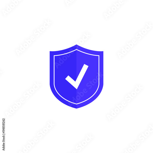 Blue Safety Shield Flat Icon