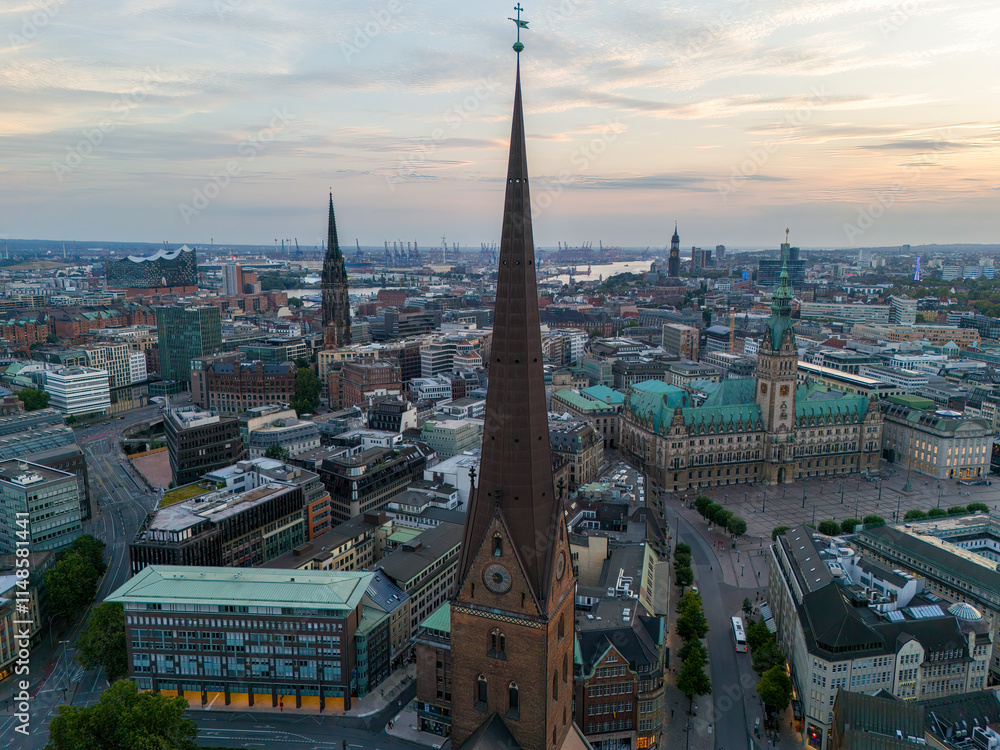 The City of Hamburg with House of Government and the Lake Alster