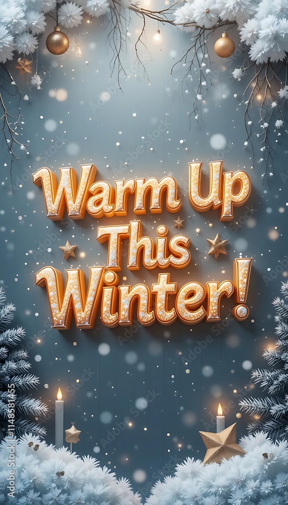 3D realistic text Warm Up This Winter 3D realistic text Warm Up This Winter