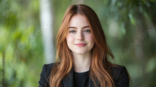 Wallpaper Mural Portrait of a smiling young woman with long red hair, outdoors. Torontodigital.ca