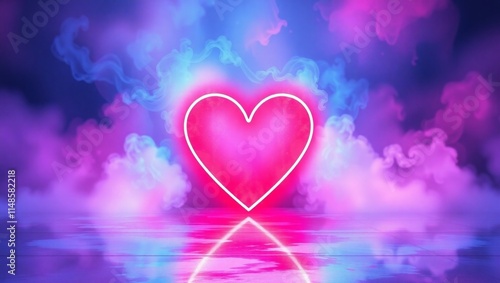 Neon Heart in a Smoky background