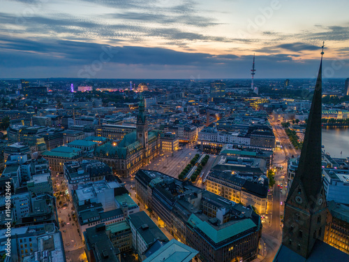 Obraz na płótnie The City of Hamburg with House of Government and the Lake Alster w salonie