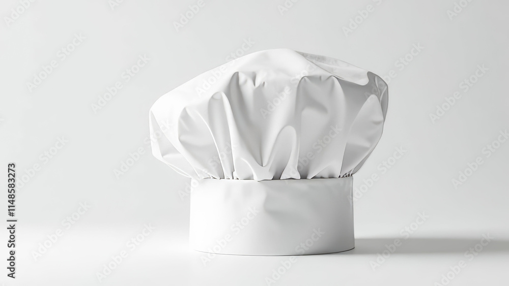 White chef hat on minimalist background: culinary symbol White chef hat on minimalist background: culinary symbol