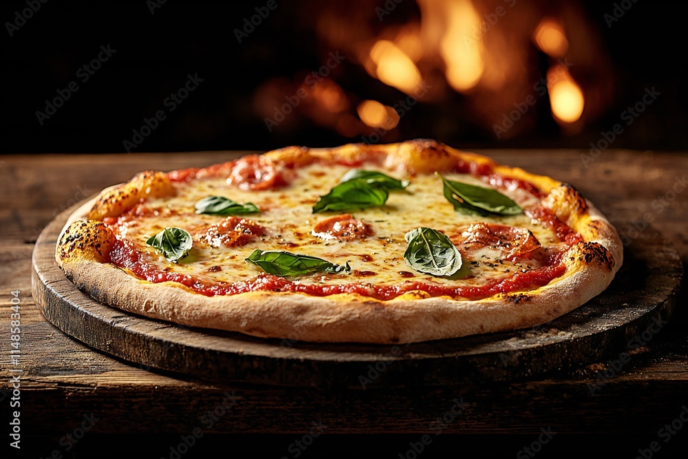 National Pizza Day Delicious Homemade Margherita Pizza on Rustic Wood National Pizza Day Delicious Homemade Margherita Pizza on Rustic Wood