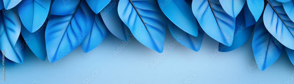 Obraz premium Vibrant blue leaves create a serene and refreshing background for creative designs.