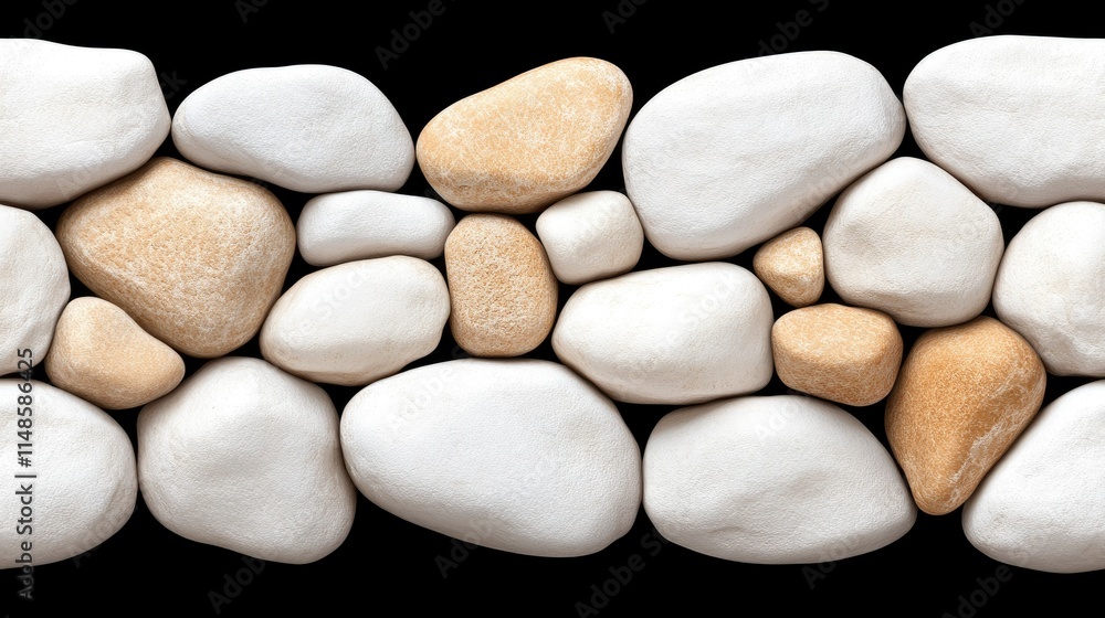 Seamless Pattern of White and Beige River Rocks on Black Background Seamless Pattern of White and Beige River Rocks on Black Background