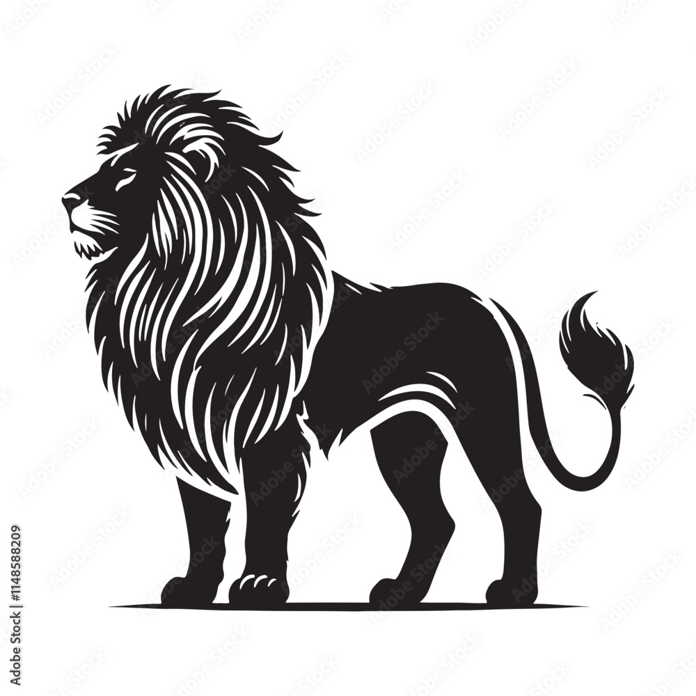 Fototapeta premium Detailed lion silhouette for versatile artistic needs - Lion black vector 