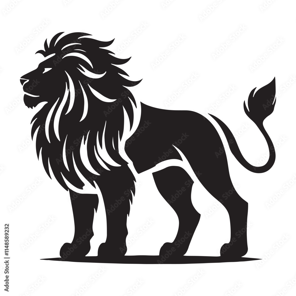 Obraz premium Unique lion silhouette for modern digital projects - Lion black vector 