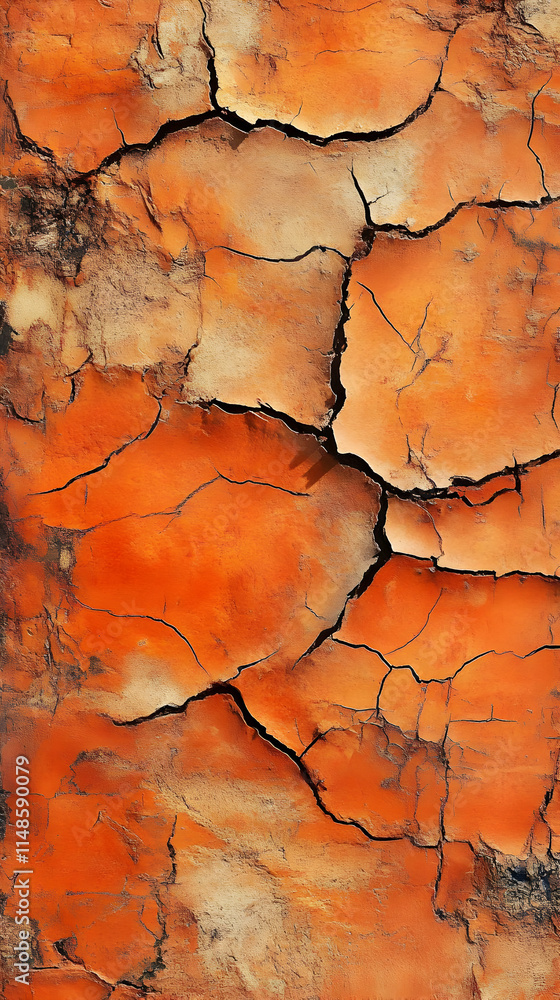 A textured surface displaying cracked, orange-hued patterns, resembling aged paint or earth. A textured surface displaying cracked, orange-hued patterns, resembling aged paint or earth.
