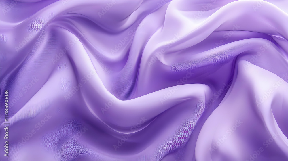 Fototapeta premium A close-up of flowing lavender fabric, showcasing its smooth texture and gentle waves.