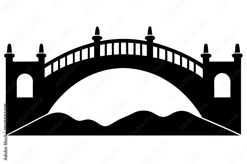 Obraz premium A bridge over a river silhouette illustration