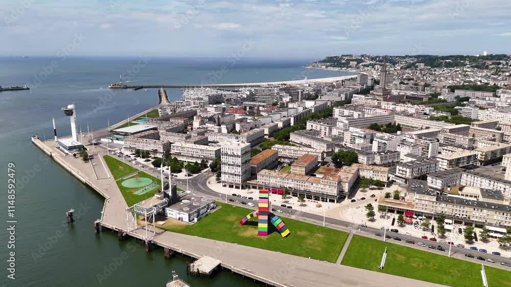 Bird's-eye view of Le Havre, city in Normandy, France