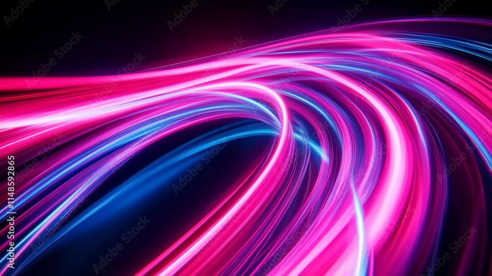 Colorful light trails create dynamic patterns in a dark background. Colorful light trails create dynamic patterns in a dark background.