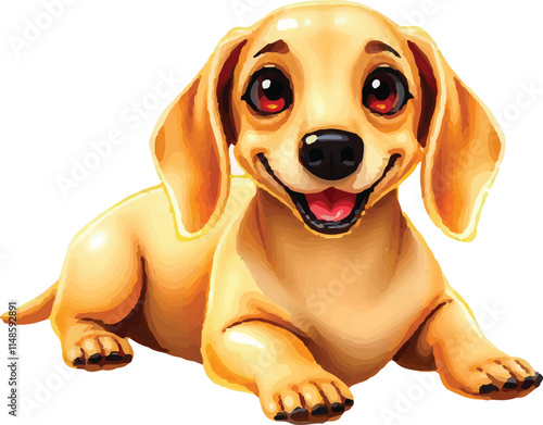 vector illustration of a cartoon dachshund animation, painted with watercolor, isolated on a white background, dachshund animation, eps