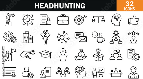 "Headhunting Icon Representing Recruitment, Talent Acquisition, and Professional Networking"