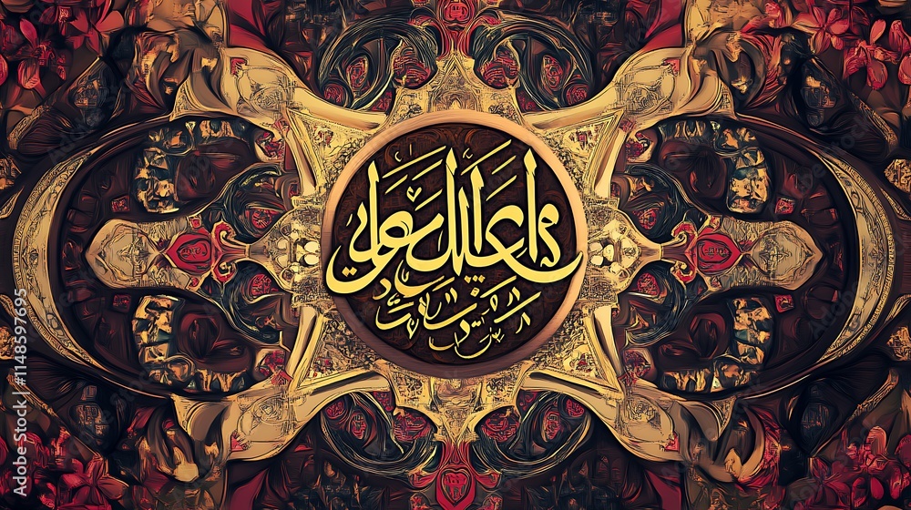 Naklejka premium Ornate Calligraphy Art Featuring Intricate Design