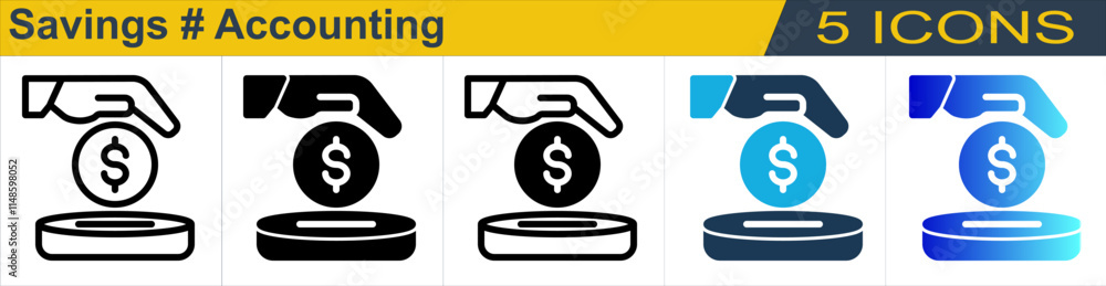 Savings icon with 5 styles (outline, solid, mixed, duotone and solid gradient) Savings icon with 5 styles (outline, solid, mixed, duotone and solid gradient)
