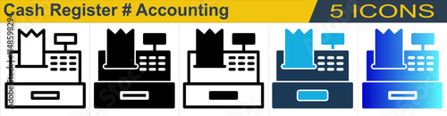 Cash Register icon with 5 styles (outline, solid, mixed, duotone and solid gradient)