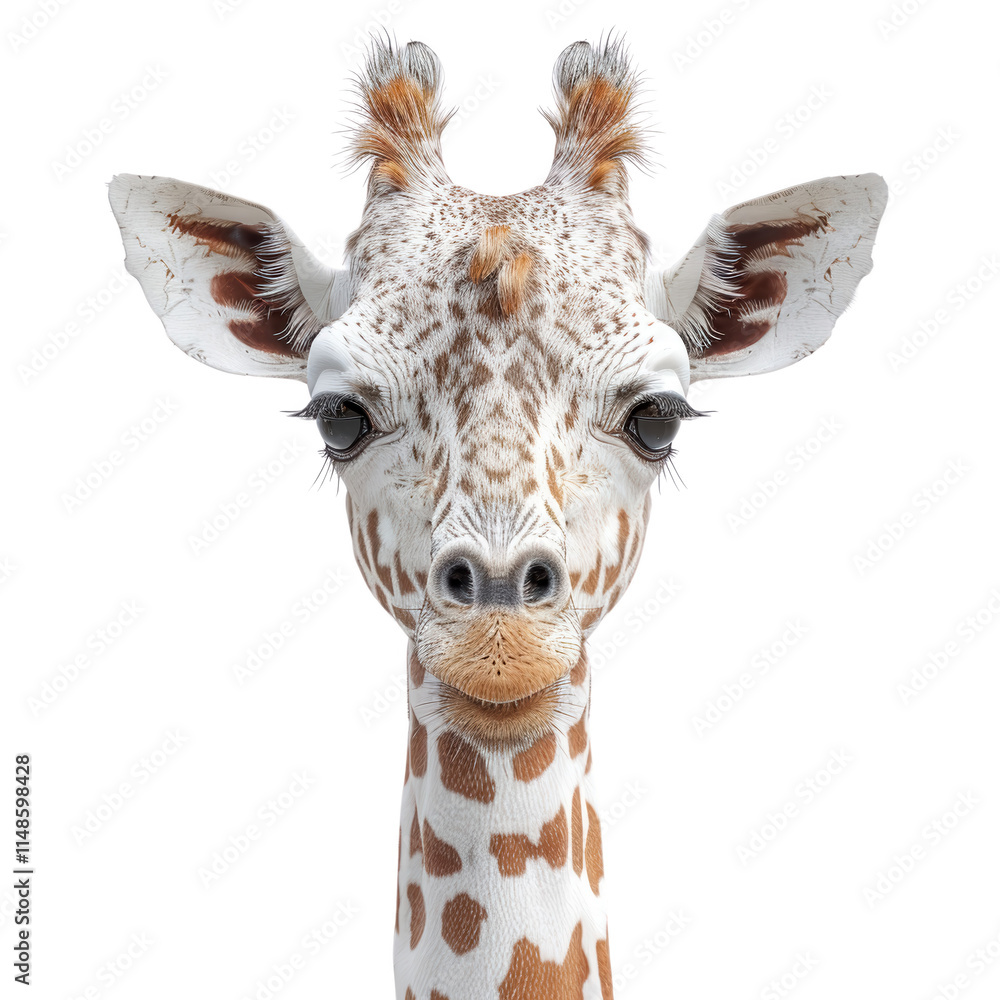 Obraz premium A giraffe with a white face and brown spots