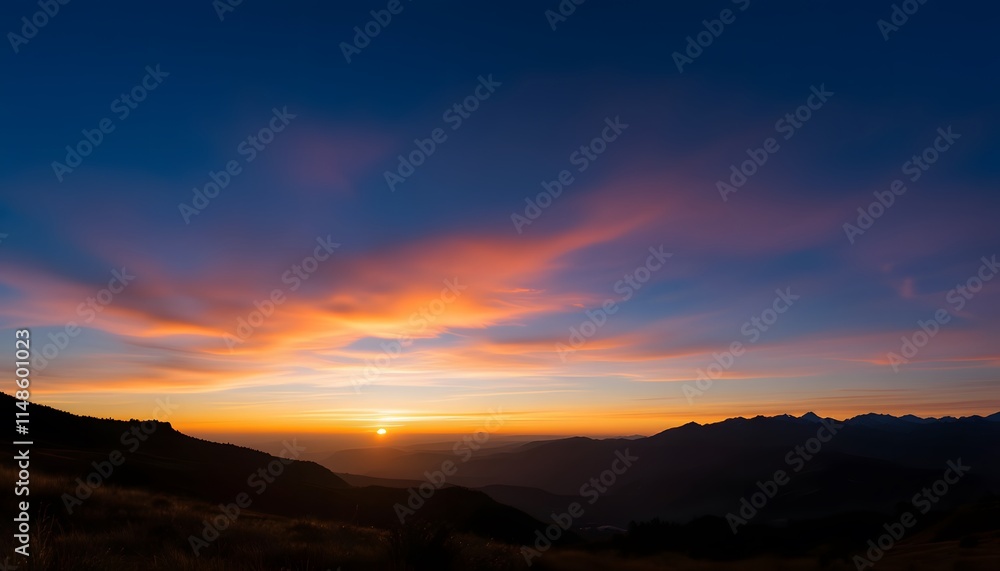 Fototapeta premium Majestic Sunrise Over Serene Mountain Range