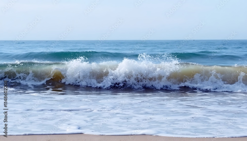Fototapeta premium Peaceful Ocean Waves Crashing on Sandy Beach
