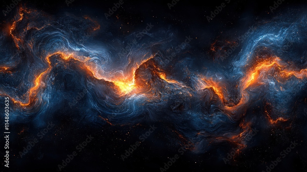 Fototapeta premium Abstract fiery cosmic energy swirling in space.