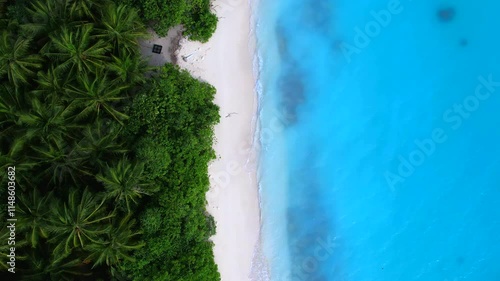 Maldives, beautiful nature with white beaches on Fulhadhoo island, aerial view photo