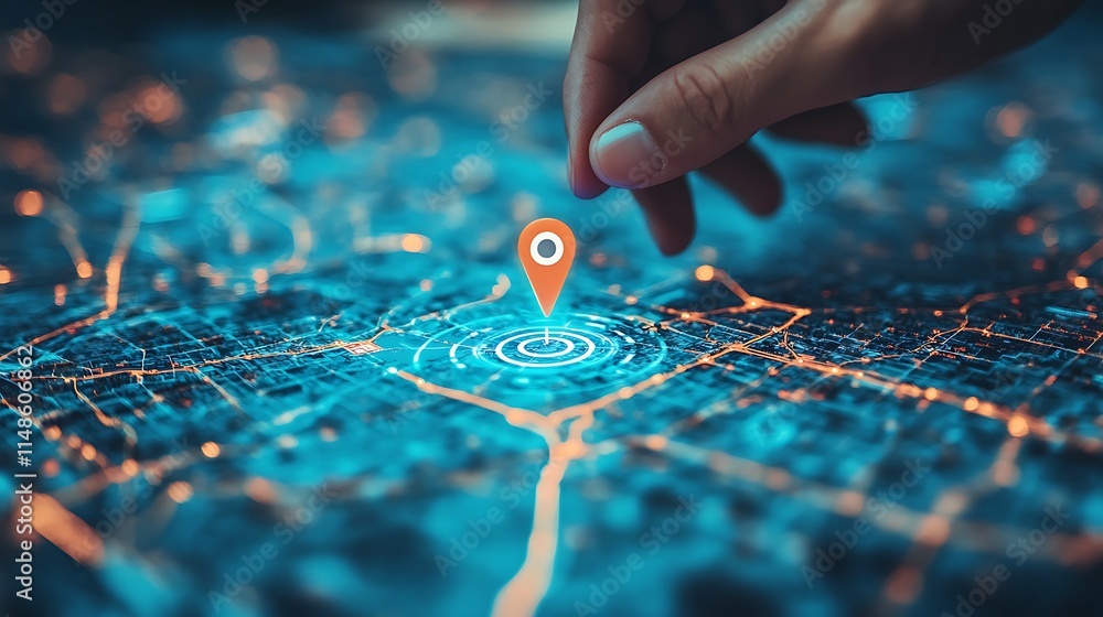 Naklejka premium Navigating urban landscapes mapping technology cityscape digital