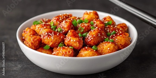Konstfotografi Delicious Spicy Sesame Chicken Asian Cuisine Food Photography