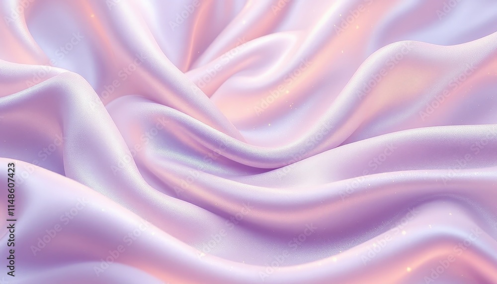 Obraz premium Elegant Draped Lilac Silk Fabric Texture Background Pastel Shades Soft Smooth Luxurious Waves