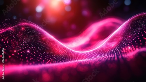 Wallpaper Mural Abstract pink particle wave on dark background. Torontodigital.ca
