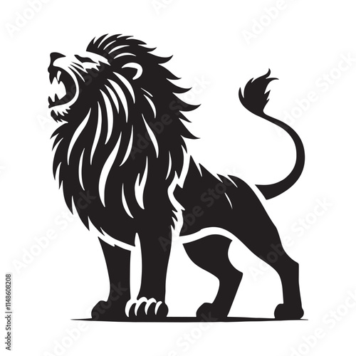 Artistic roaring lion silhouette for print and digital projects - Roaring lion illustration - minimallest roaring lion vector
