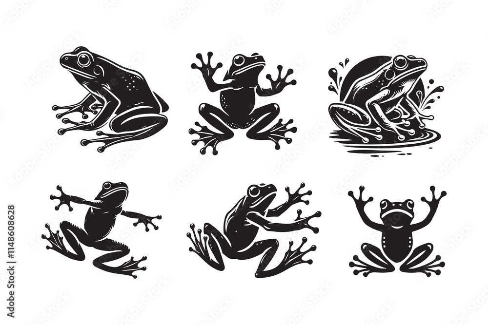 Frog silhouette vector illustration with a white background Frog silhouette vector illustration with a white background