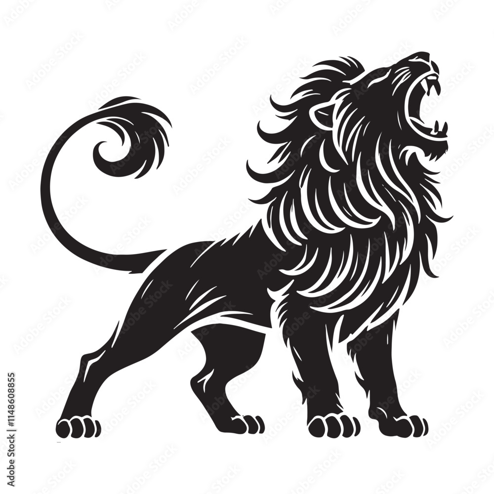 Roaring lion silhouette for versatile design applications - Roaring lion vector
Roaring lion silhouette for versatile design applications - Roaring lion vector