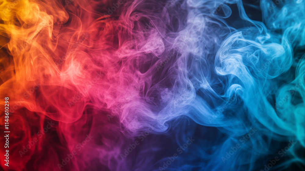 Colorful smoke swirling in a mesmerizing display of vibrant hues. Colorful smoke swirling in a mesmerizing display of vibrant hues.