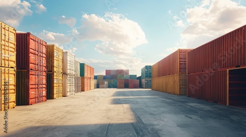 Wallpaper Mural Isolated 8K render of minimalist freight yard with cargo containers Torontodigital.ca
