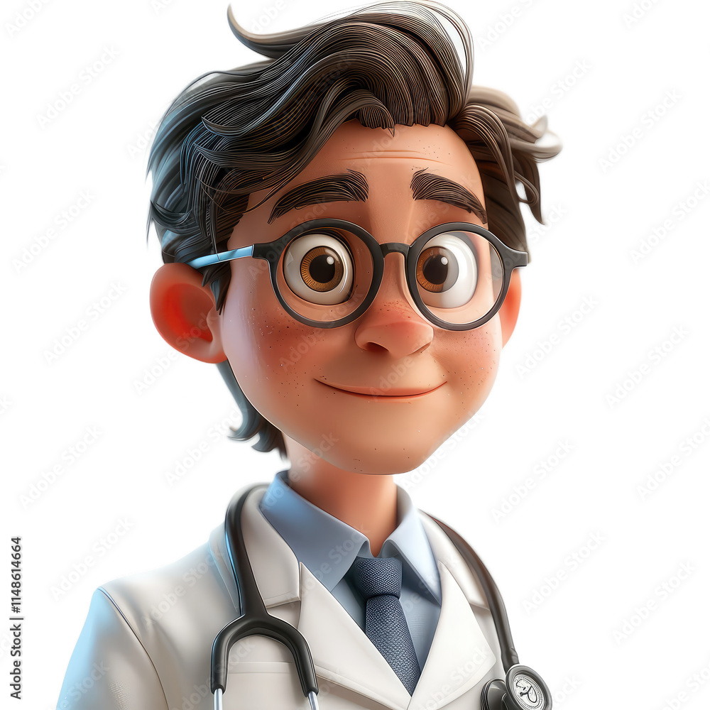 A cartoon doctor with glasses and a white lab coat A cartoon doctor with glasses and a white lab coat