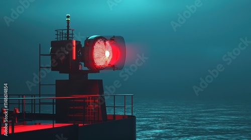 Highresolution 8K 3D render of maritime radar system on ship photo