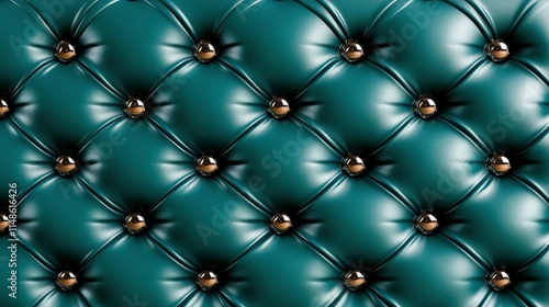 Teal Leather Upholstery with Gold Studs - Luxurious Texture Background