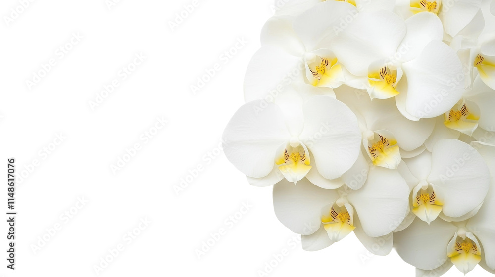 Obraz premium Luxurious White Orchids isolated on white or transparent background, png clipart, design element