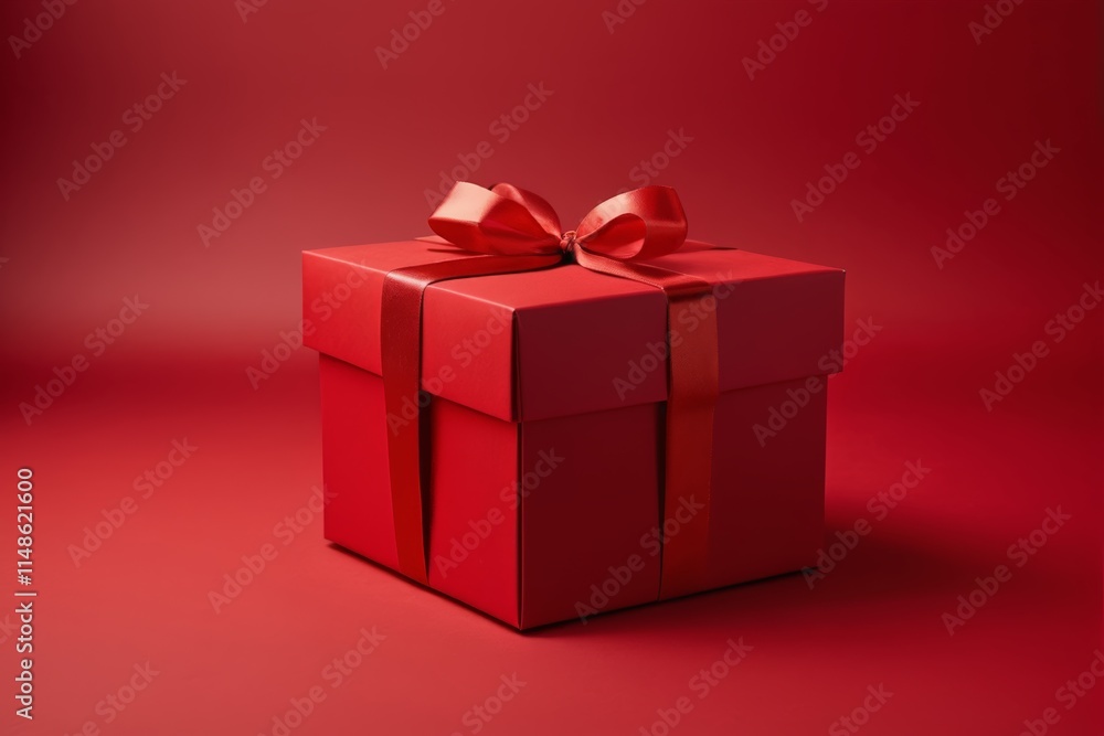 a red box with a bow on it a red box with a bow on it