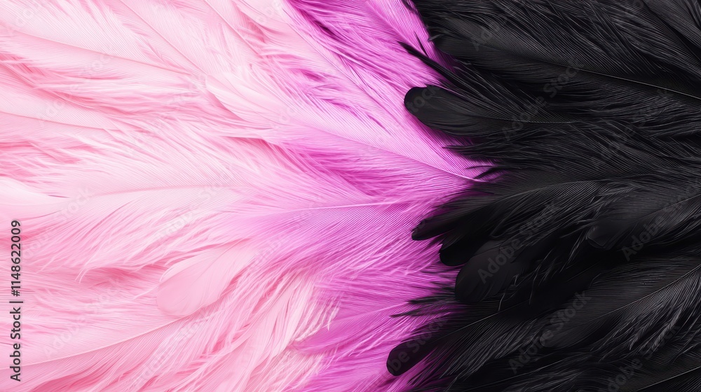 Obraz premium Vibrant Pink and Black Feather Background for Creative Design Projects