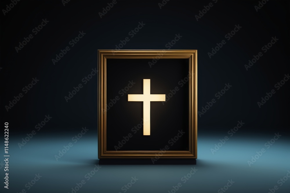 a gold frame with a cross on it a gold frame with a cross on it