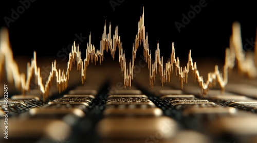 Golden Stock Market Graph Overlapping Gold Bars