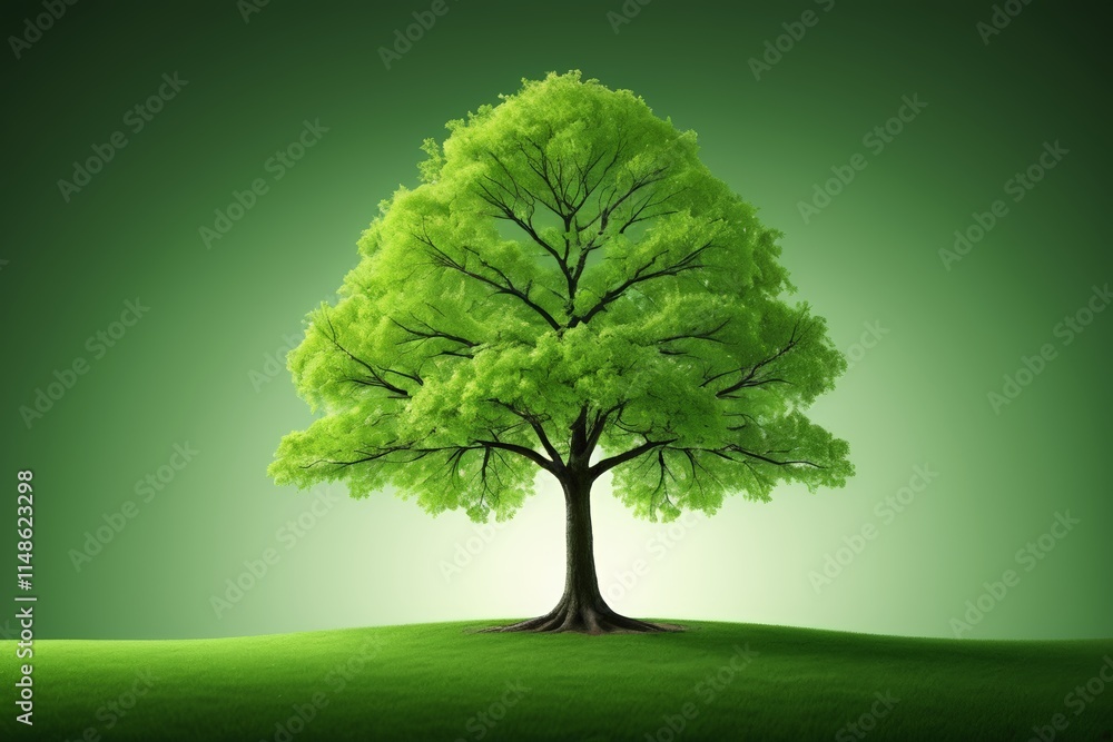 Fototapeta premium a tree with green leaves on a green background
