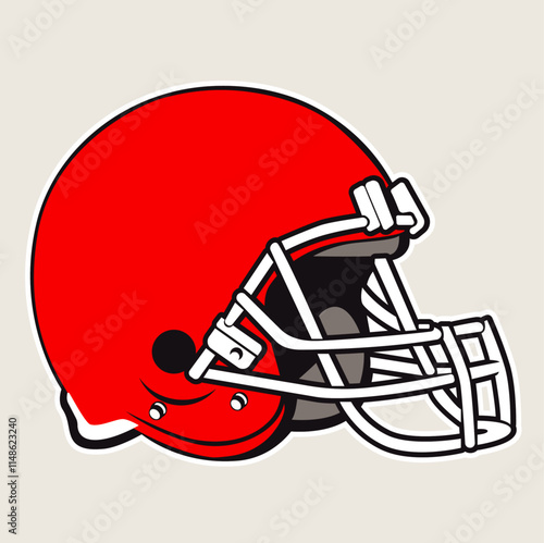 Simple american football helmet on white background