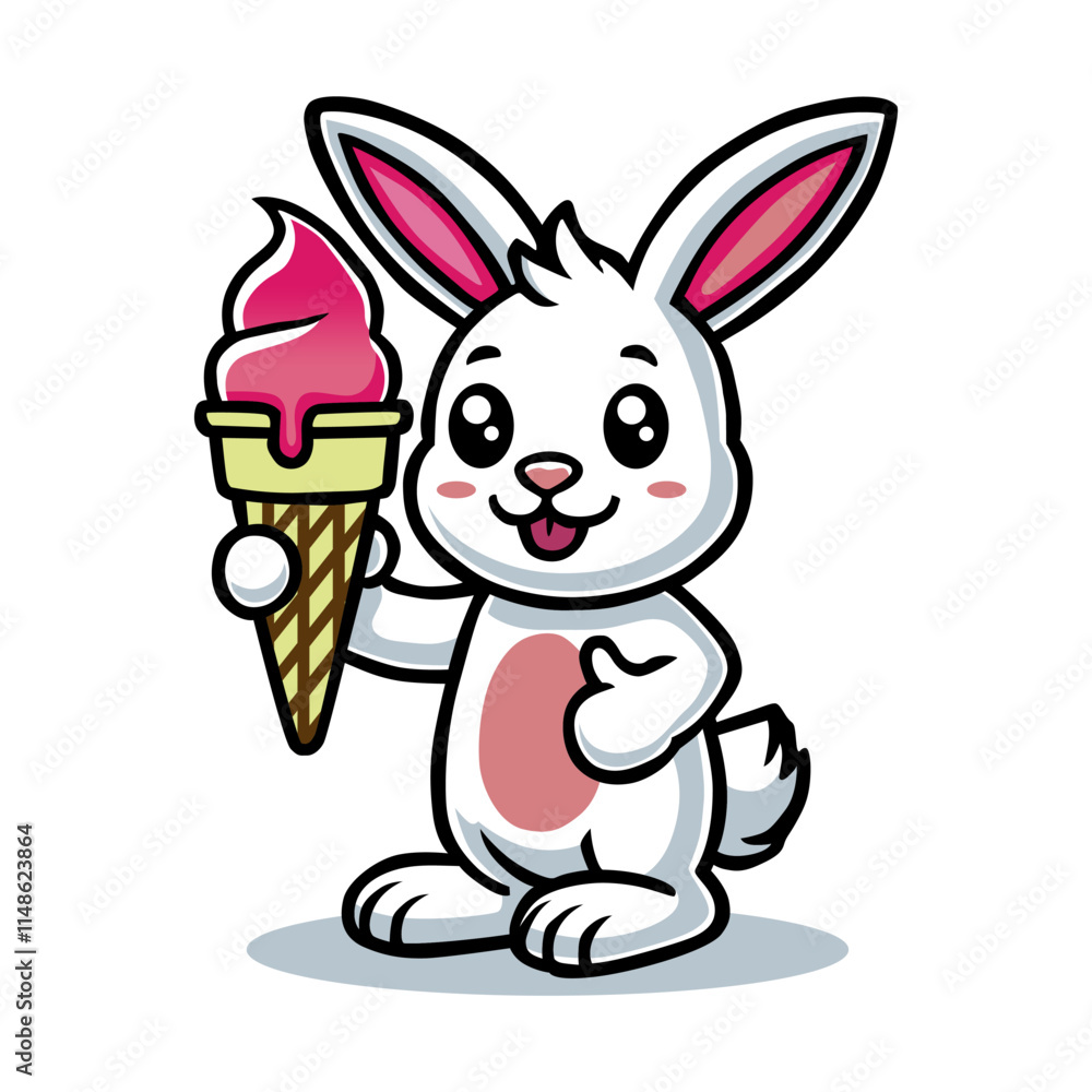 Fototapeta premium a bunny with a giant ice cream cone on it