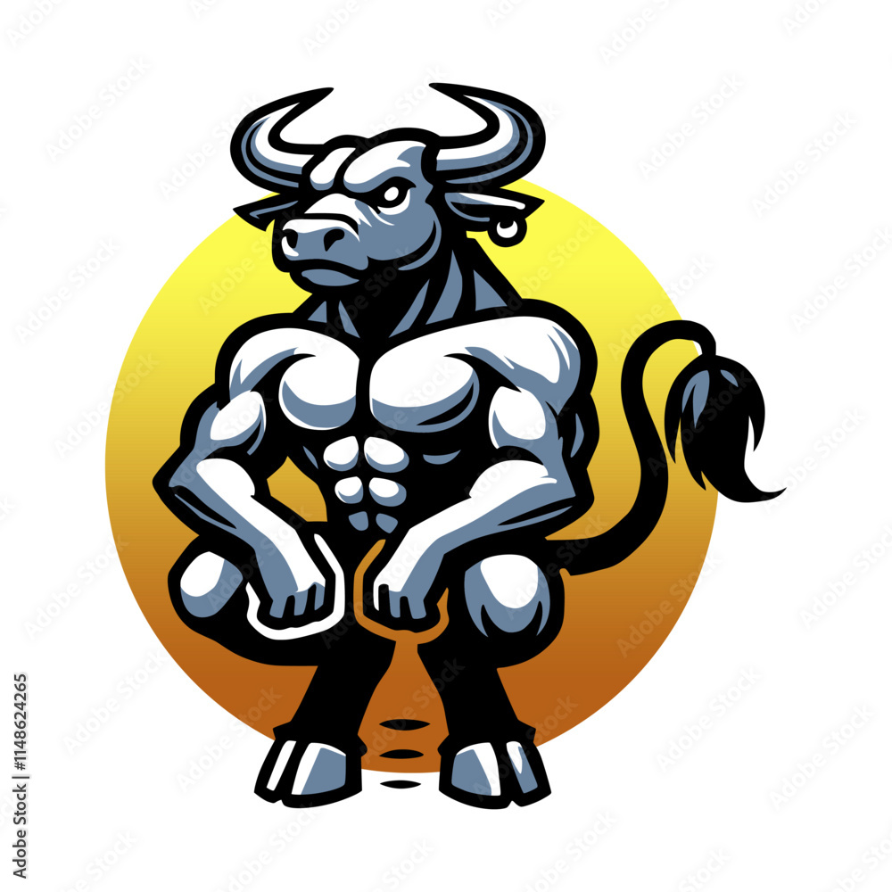 a drawing of a bull with a yellow and orange background a drawing of a bull with a yellow and orange background